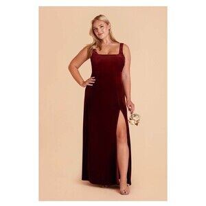 Birdy Grey Alex Holiday Red Burgundy Velvet Dress Slit Sleeveless Maxi Large